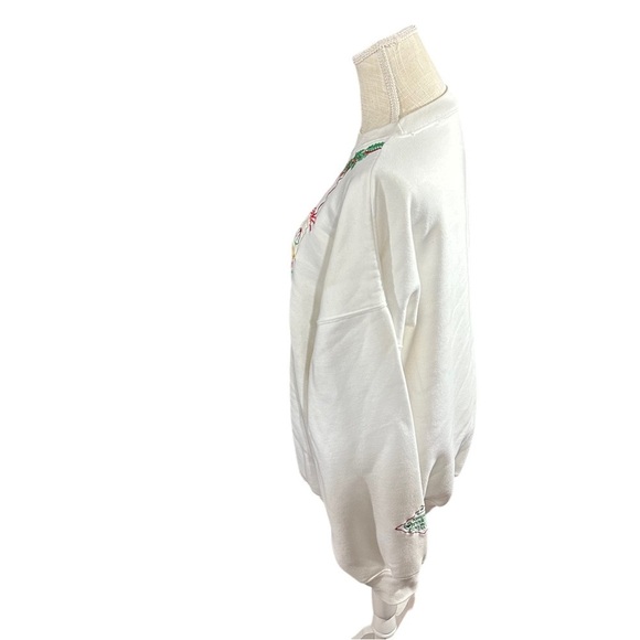 Vintage 80s Hallmark Ornaments Club Women White Ugly Christmas Sweatshirt Sz XL - Picture 4 of 11